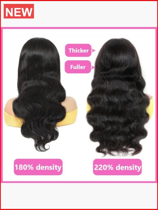 220% Density Brazilian Virgin Human Hair 360 Lace Front Wig 28 Inch Body Wave